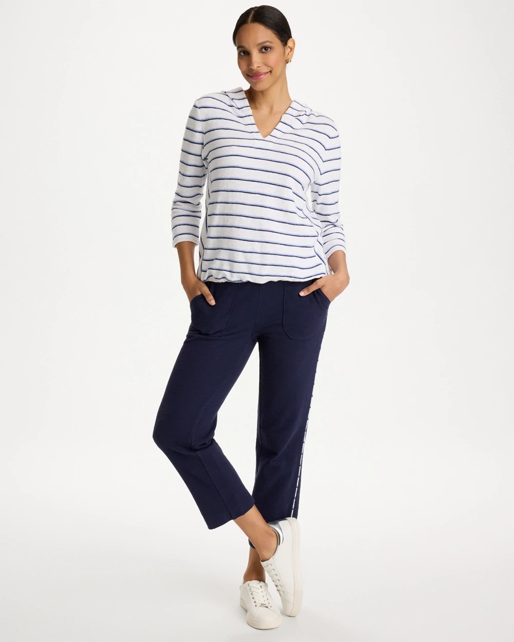 Zenergy® Cotton Terry Striped Crop Pants | Chico's